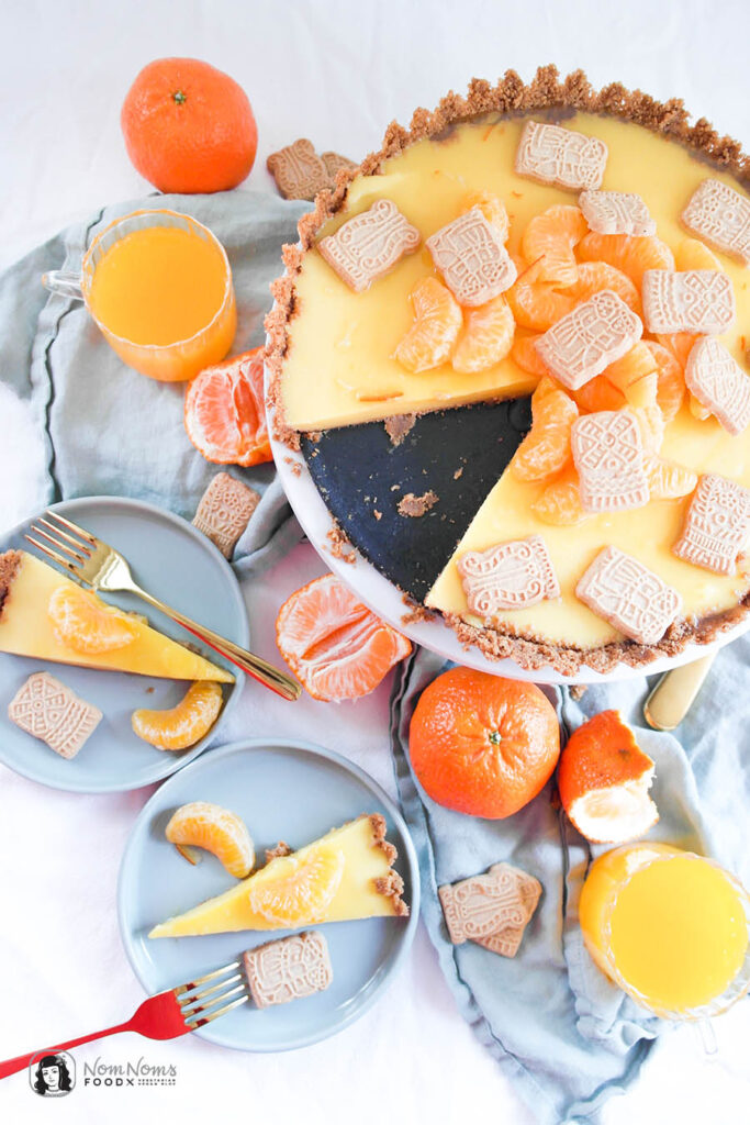 Vegane Mandarinen Tarte mit Spekulatius-Boden ohne Backen