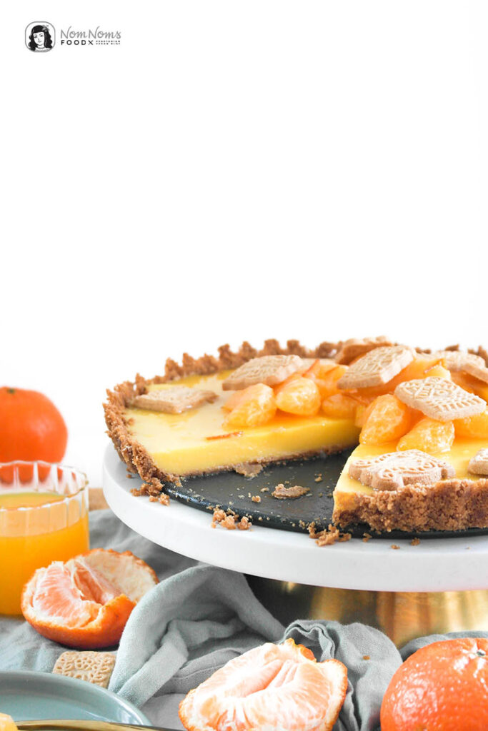 Vegane Mandarinen Tarte mit Spekulatius-Boden ohne Backen