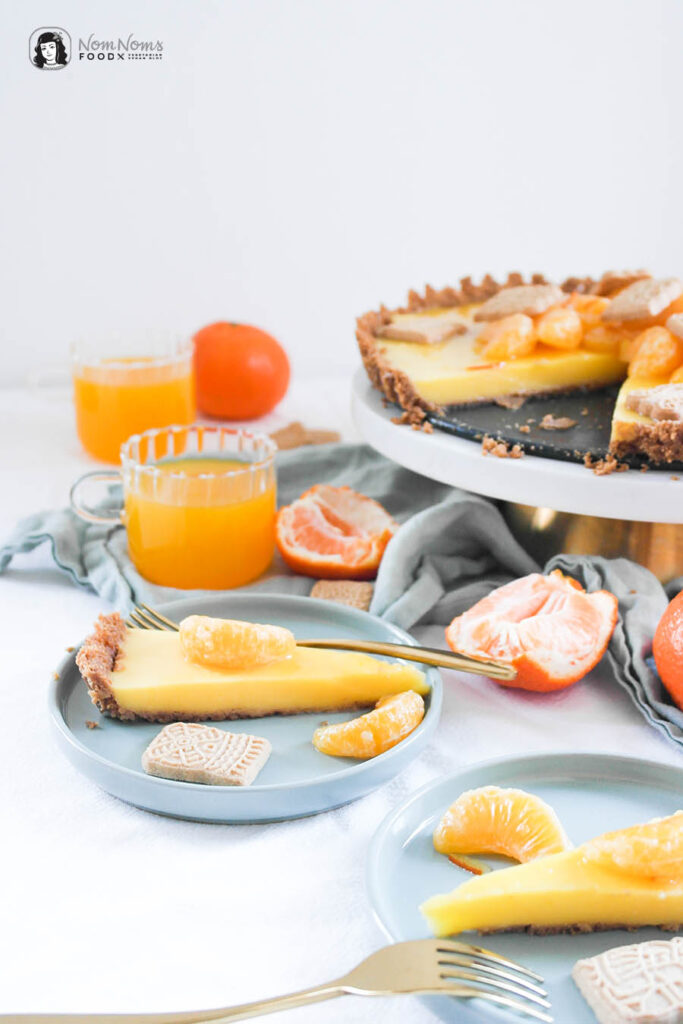 Vegane Mandarinen Tarte mit Spekulatius-Boden ohne Backen