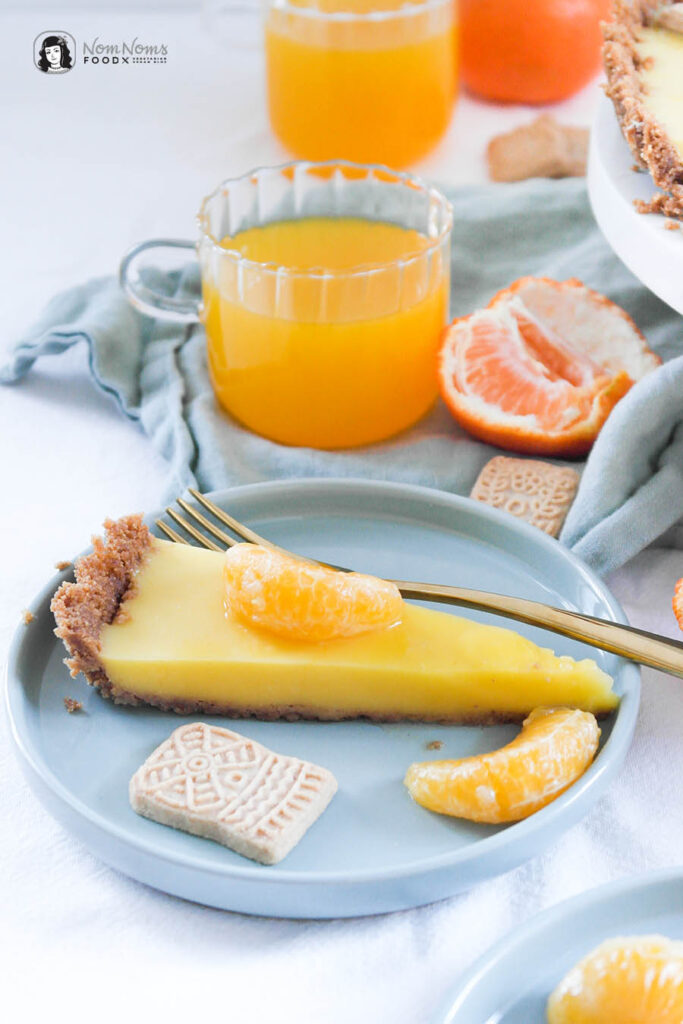 Vegane Mandarinen Tarte mit Spekulatius-Boden ohne Backen
