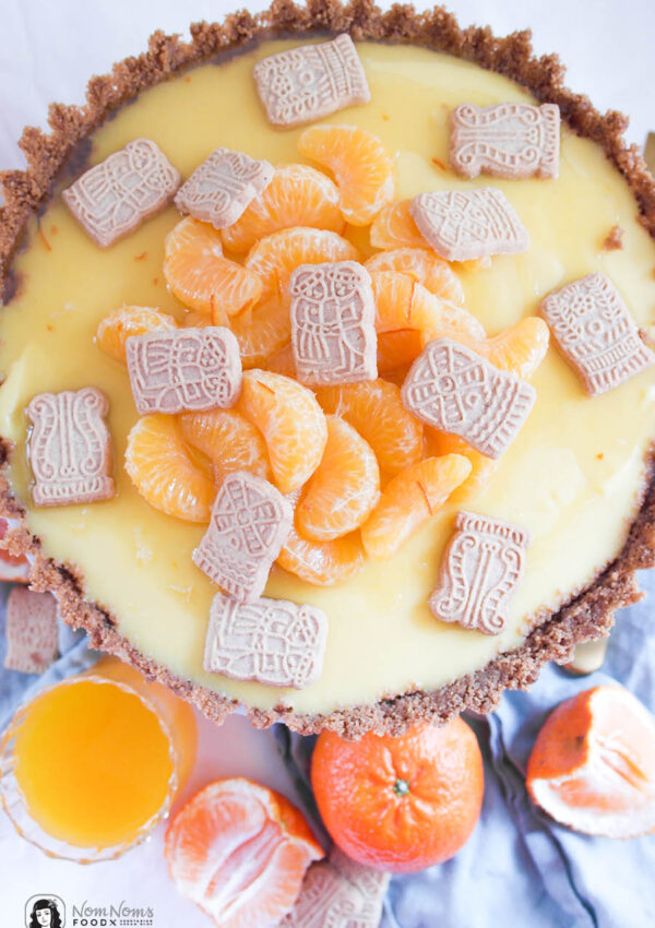 Vegane Mandarinen Tarte mit Spekulatius-Boden ohne Backen ❤