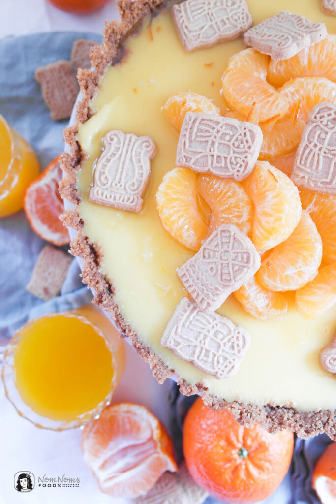 Vegane Mandarinen Tarte mit Spekulatius-Boden ohne Backen