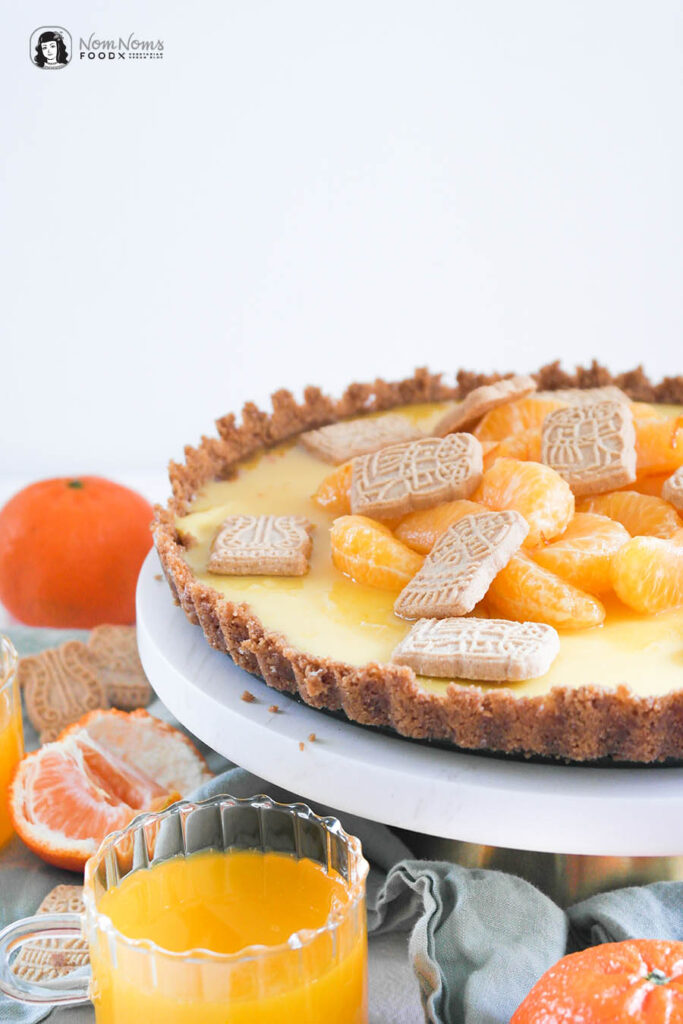 Vegane Mandarinen Tarte mit Spekulatius-Boden ohne Backen