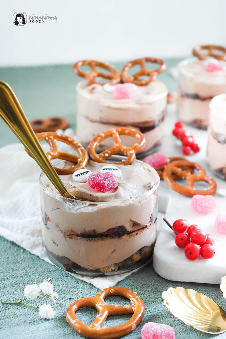 Süßes Rentier-Dessert - Schokoladen-Dessert im Glas