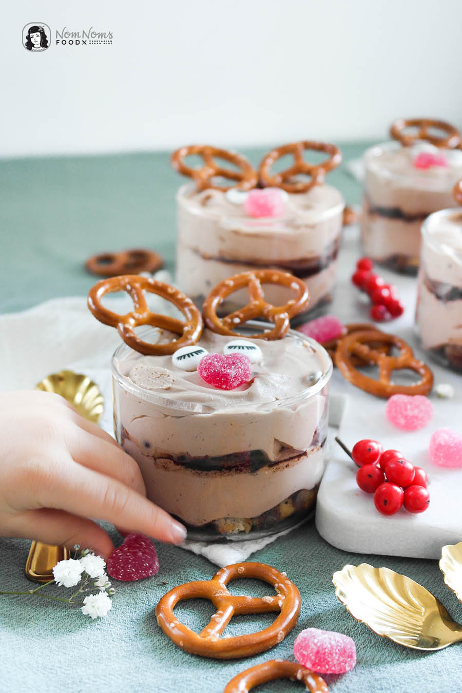 Süßes Rentier-Dessert - Schokoladen-Dessert im Glas