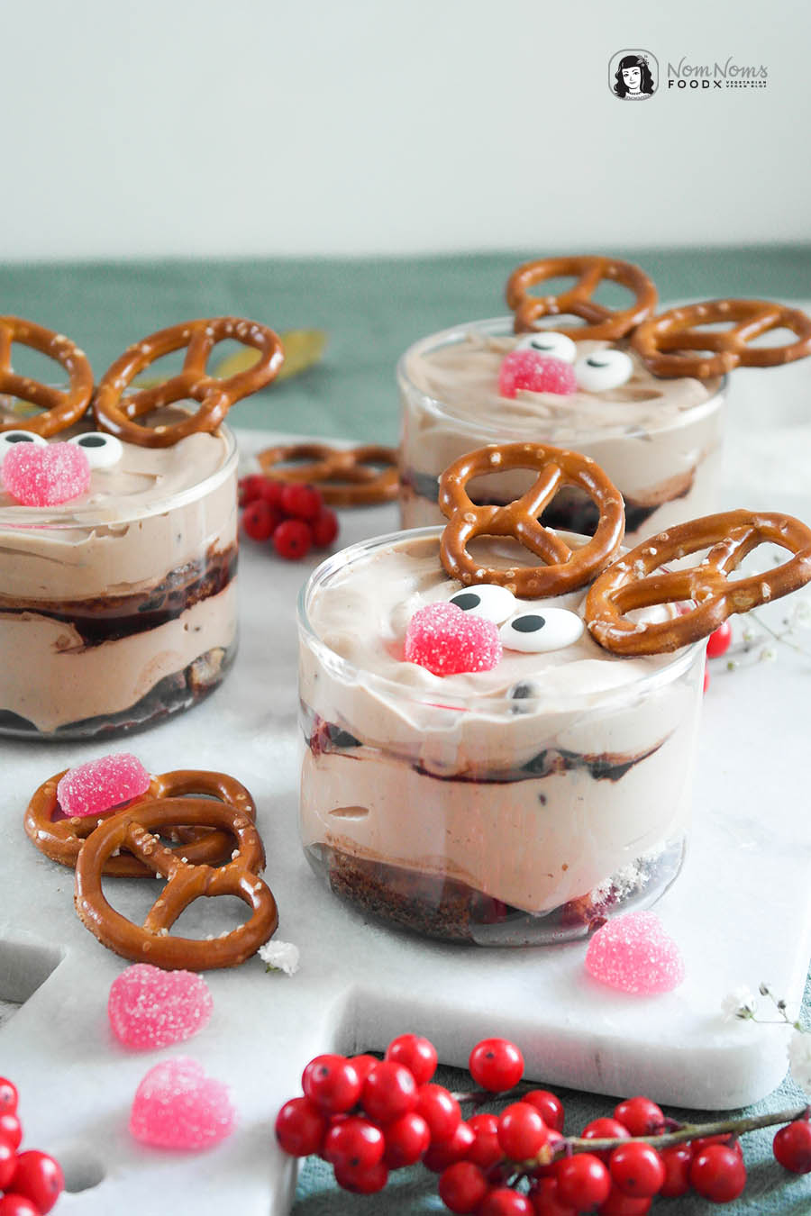Süßes Rentier-Dessert - Schokoladen-Dessert im Glas