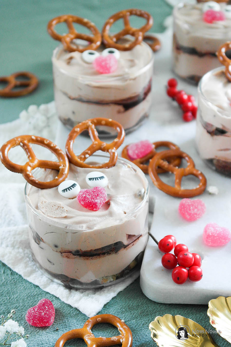 Süßes Rentier-Dessert - Schokoladen-Dessert im Glas
