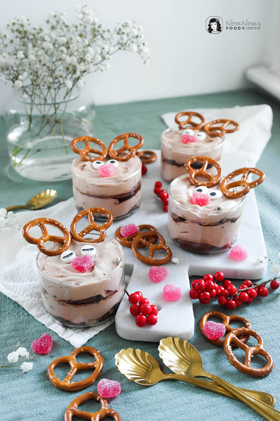 Süßes Rentier-Dessert - Schokoladen-Dessert im Glas