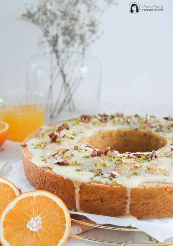 Veganer sizilianischer Orangenkuchen mit Pistazien und Pekannüssen ❤