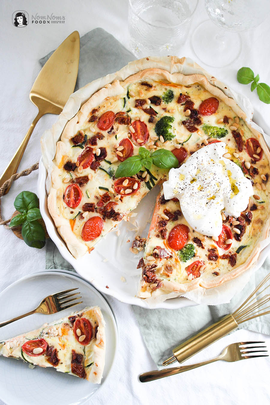 Bunte Gemüse-Quiche mit Burrata #WirSindBuntBoom Foodblogs gegen Rechts