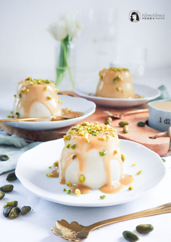 Vegetarische Pistazien Panna Cotta ohne Gelatine